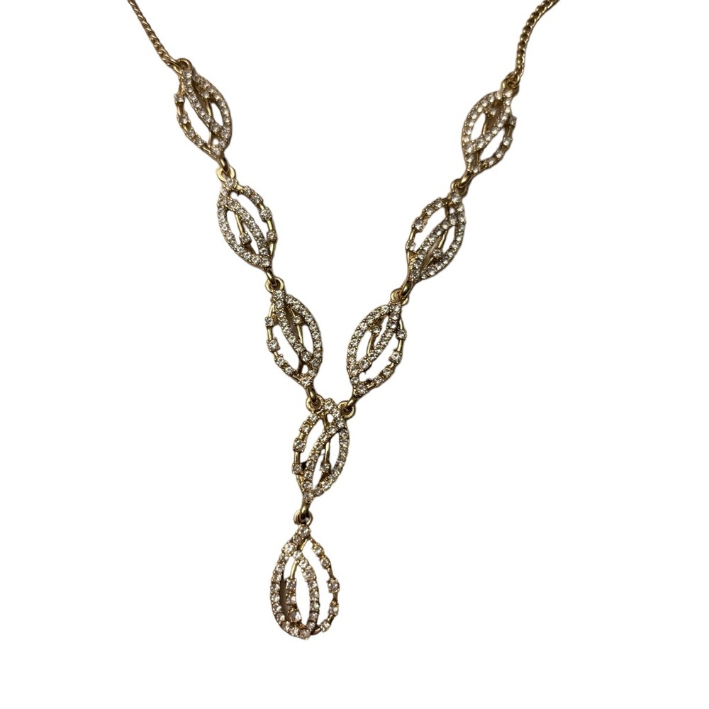 Givenchy Crystal Open Y Necklace Gold - Picture 2 of 6